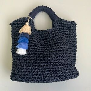 Fallon & Royce Paloma Navy Woven Straw Tote **